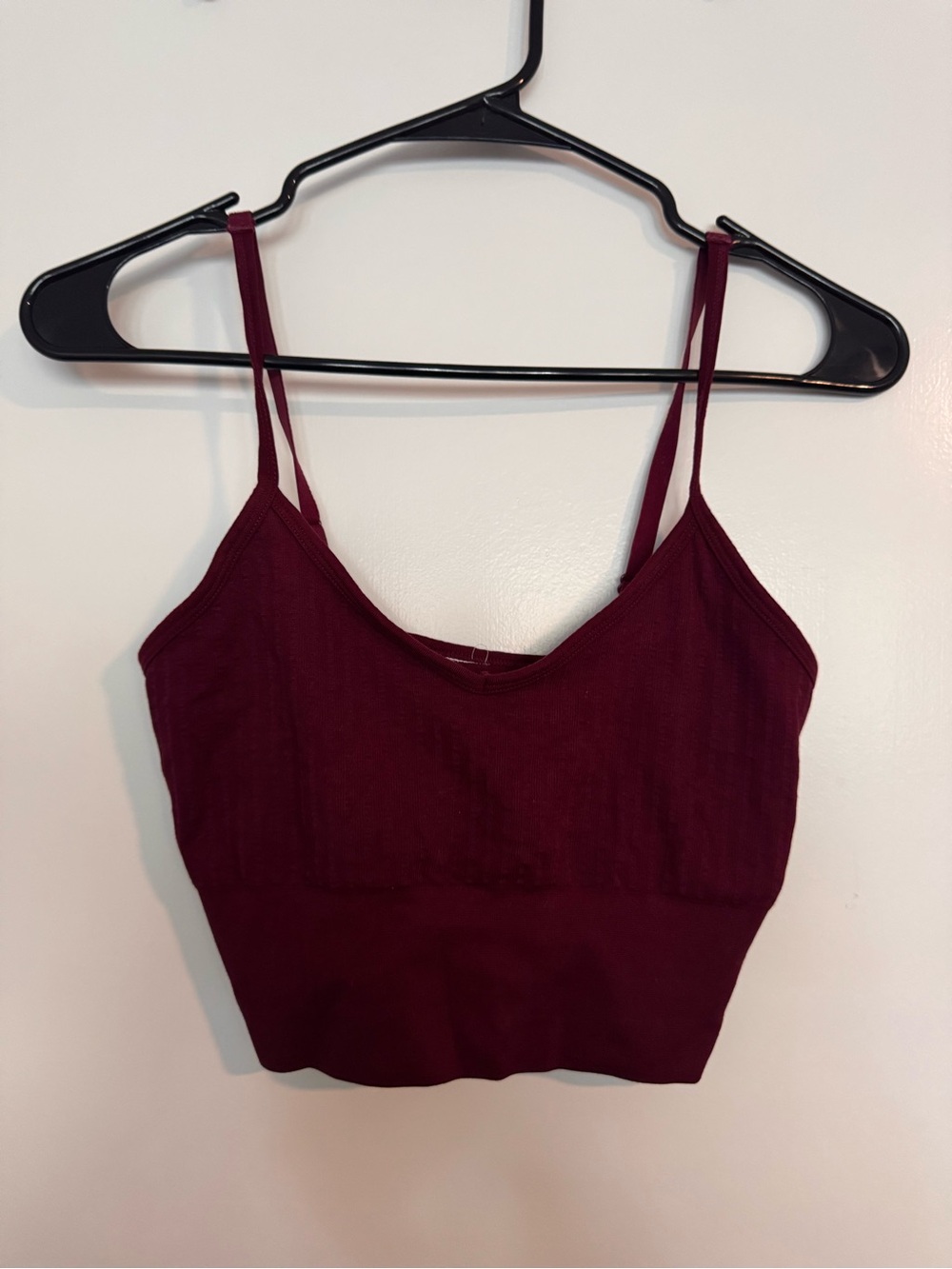 Women’s Burgundy Cropped Tank Top - Sleeveless Spaghetti Strap